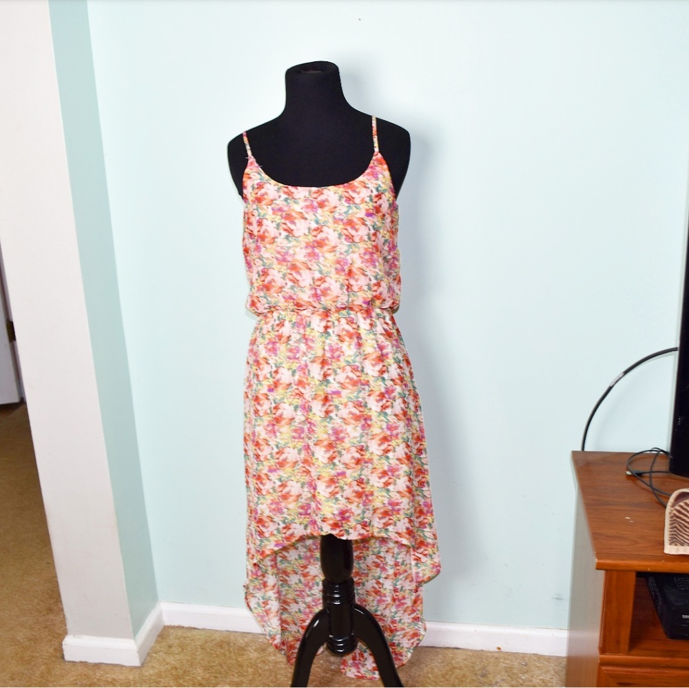 Stunning Floral Print High Low Dress
